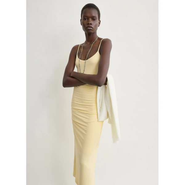 Toteme Draped slip dress in Buttercup, view 5
