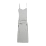 Toteme Draped slip dress pale grey mélange in Pale grey melange