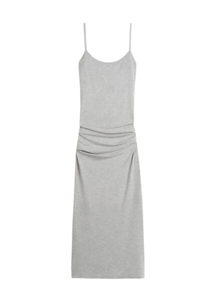 Totême Draped slip dress pale grey mélange in Pale grey melange - Dresses - Scandinavian Minimalist Luxury at Luxury Shoes 