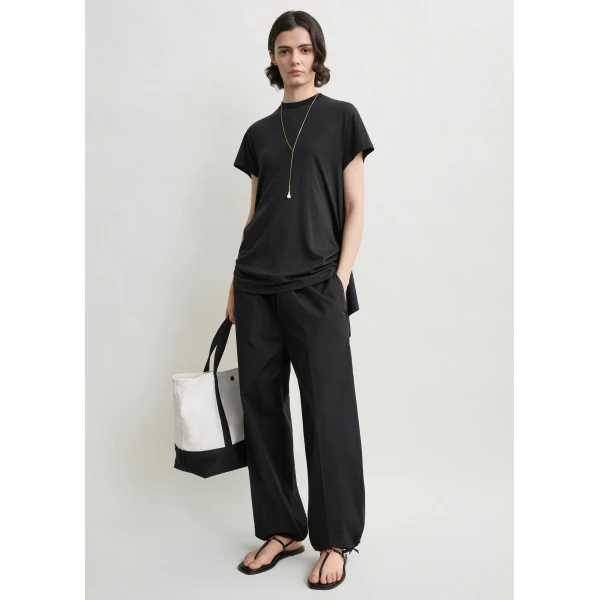 Toteme Drawstring cotton trousers in Black, view 2