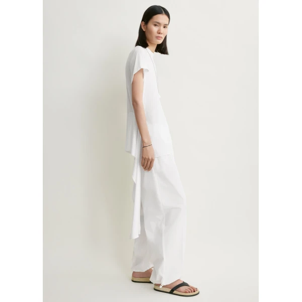 Toteme Drawstring cotton trousers in White, view 3