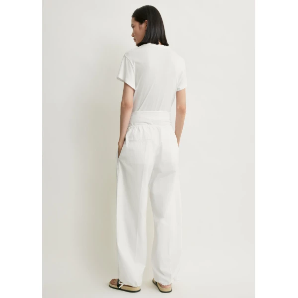 Toteme Drawstring cotton trousers in White, view 4