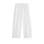 Toteme Drawstring cotton trousers in White