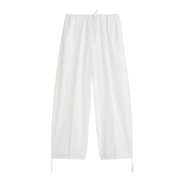 Totême Drawstring cotton trousers in White - Pants - Scandinavian Minimalist Luxury at Luxury Shoes 