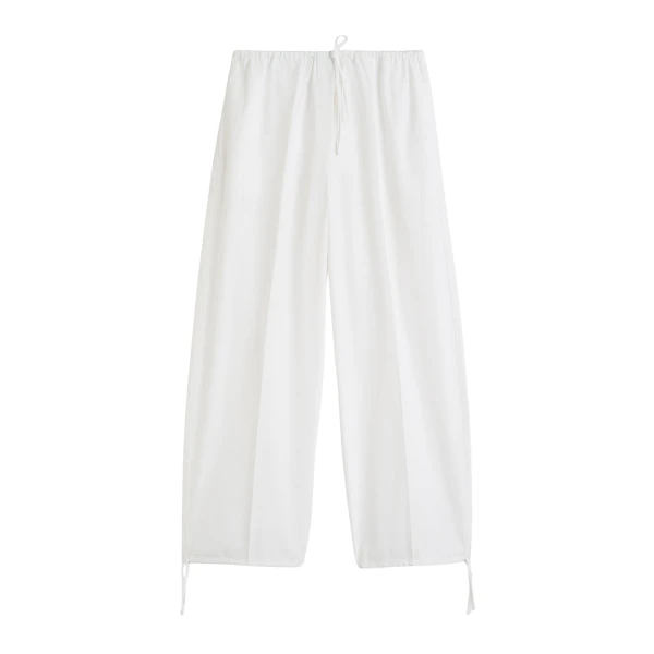 Toteme Drawstring cotton trousers in White