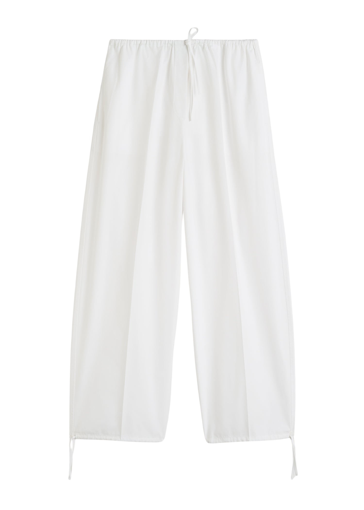 Toteme Drawstring cotton trousers in White