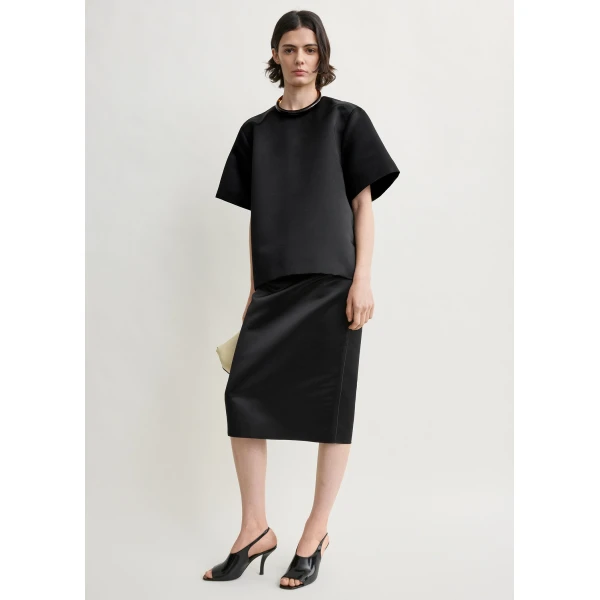 Toteme Duchess satin tee in Black Top, view 2