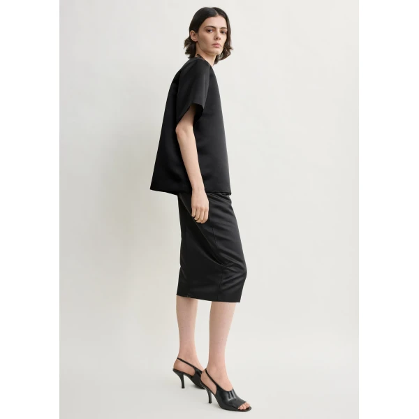Toteme Duchess satin tee in Black Top, view 3