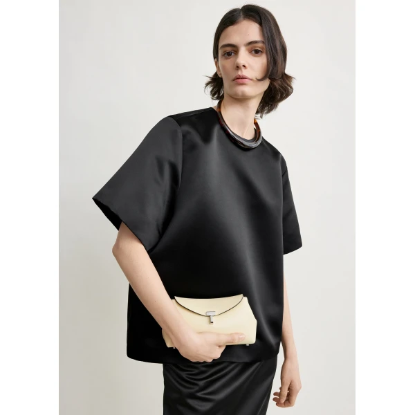 Toteme Duchess satin tee in Black Top, view 5