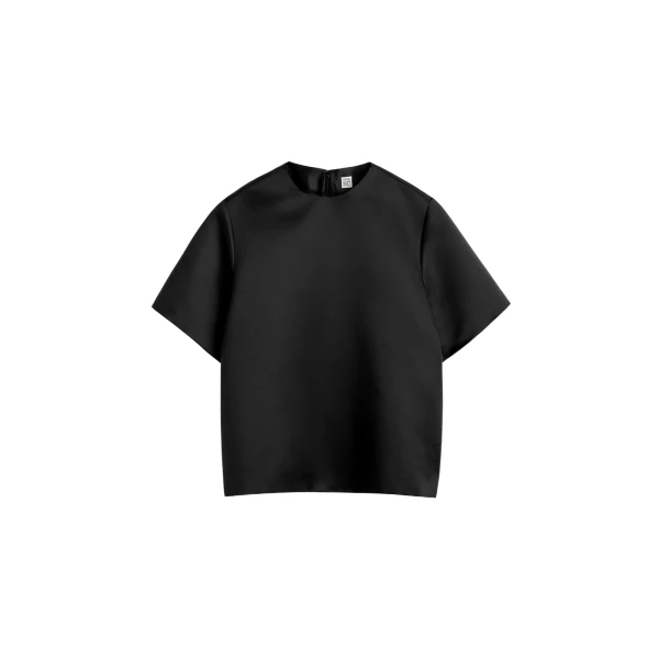Toteme Duchess satin tee in Black Top