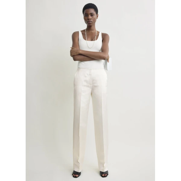 Toteme Easy raw edge trousers in White, view 3