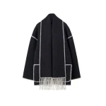 Toteme Embroidered scarf jacket dark grey mélange in Dark grey melange