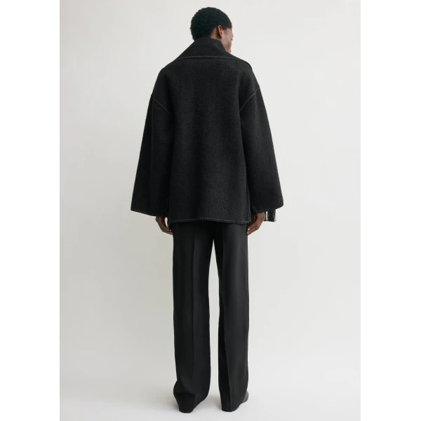Toteme Embroidered scarf jacket in Black, view 4
