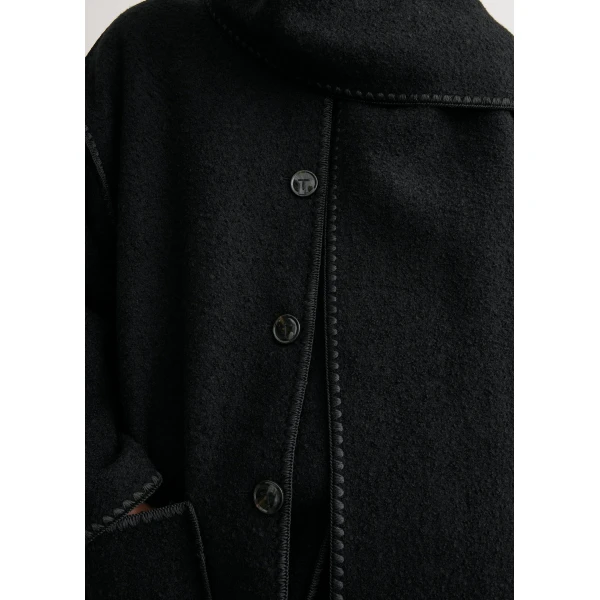 Toteme Embroidered scarf jacket in Black, view 6