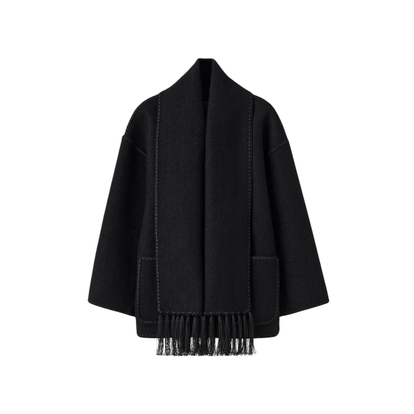 Toteme Embroidered scarf jacket in Black