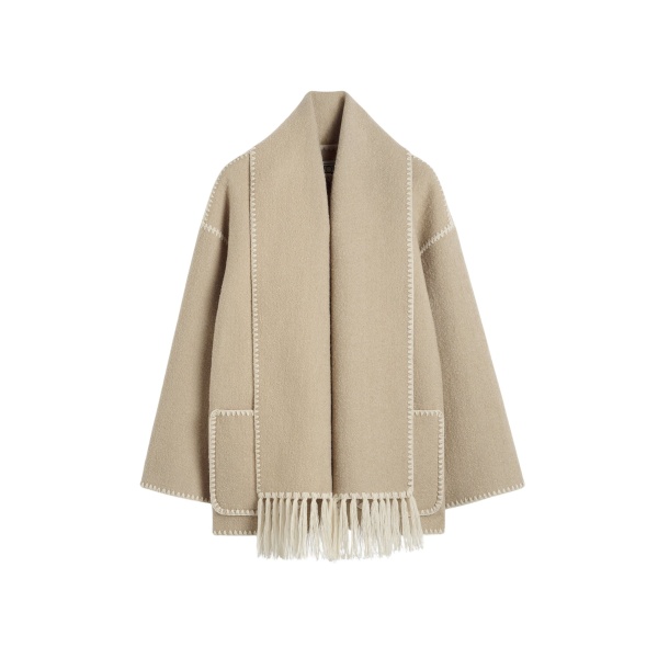 Totême Embroidered scarf jacket in Harvest - Jackets - Scandinavian Minimalist Luxury at Luxury Shoes 