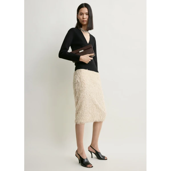Toteme Feathered-jersey skirt in Eggshell, view 2