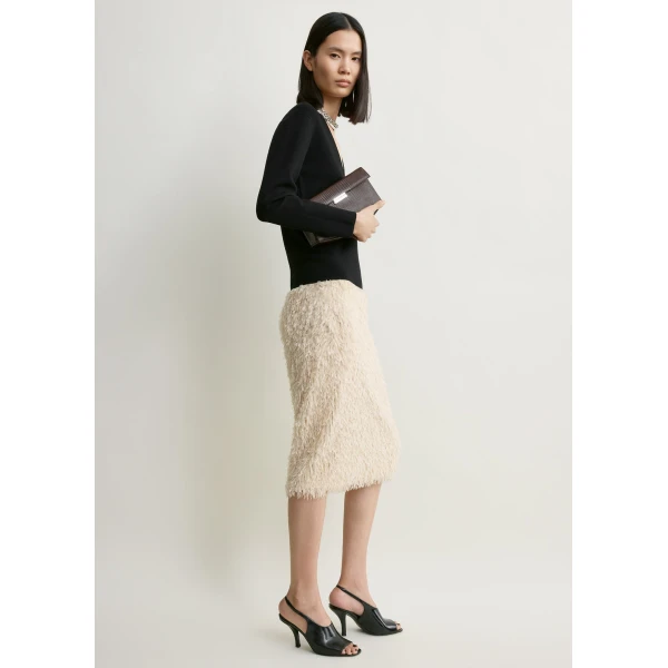 Toteme Feathered-jersey skirt in Eggshell, view 3