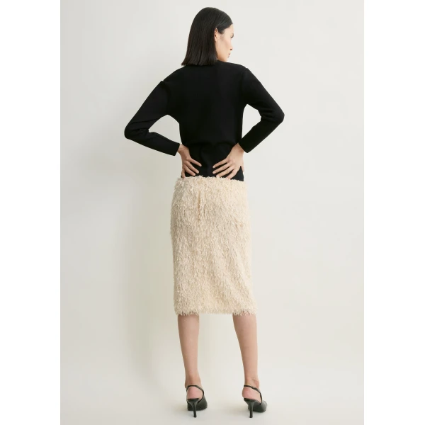 Toteme Feathered-jersey skirt in Eggshell, view 4