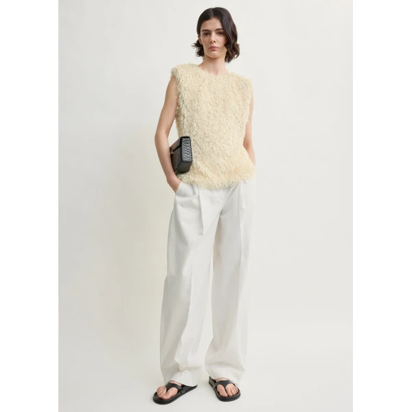 Toteme Feathered-jersey top in Eggshell, view 2