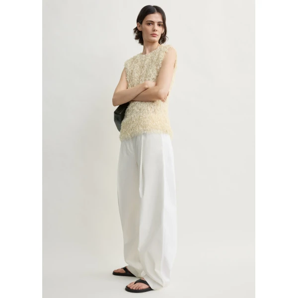 Toteme Feathered-jersey top in Eggshell, view 3