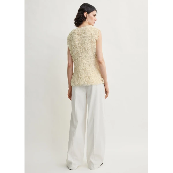 Toteme Feathered-jersey top in Eggshell, view 4