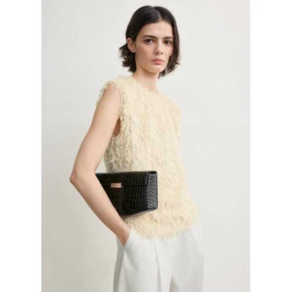 Toteme Feathered-jersey top in Eggshell, view 5