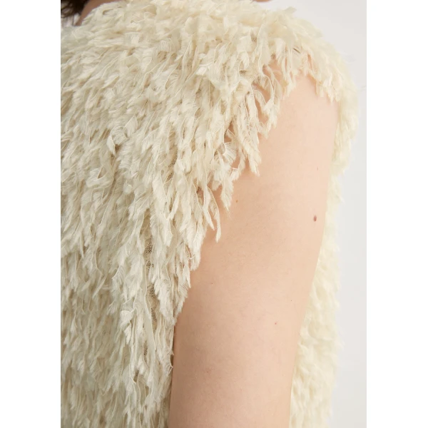Toteme Feathered-jersey top in Eggshell, view 6