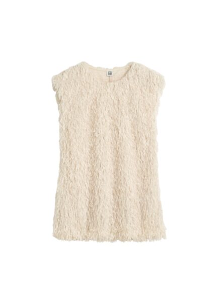 Totême Feathered-jersey top in Eggshell - Tops - Scandinavian Minimalist Luxury at Luxury Shoes 