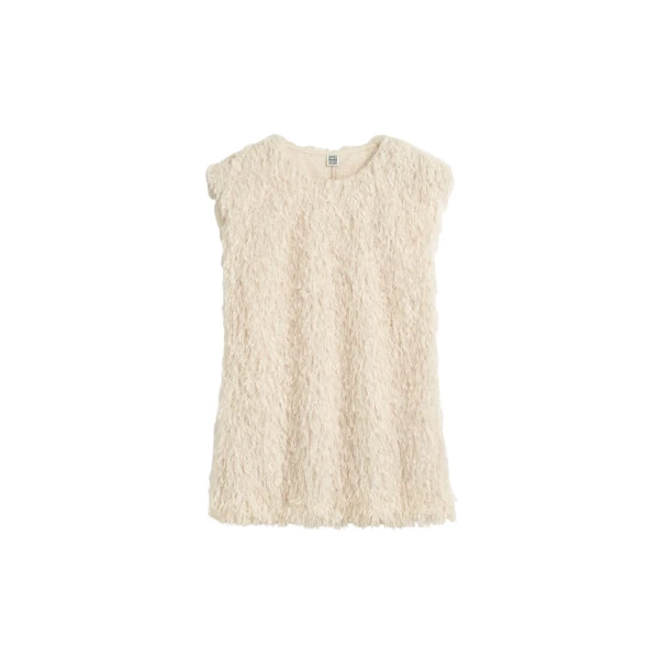 Toteme Feathered-jersey top in Eggshell