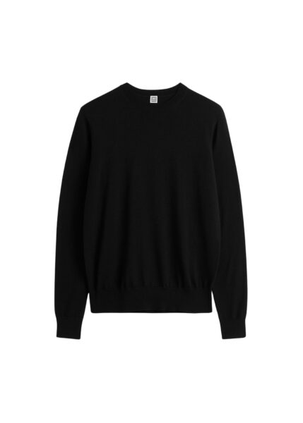 Totême Fine crew knit in Black - Knitwear - Scandinavian Minimalist Luxury at Luxury Shoes 
