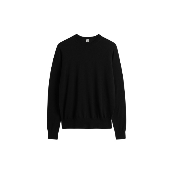 Totême Fine crew knit in Black - Knitwear - Scandinavian Minimalist Luxury at Luxury Shoes 