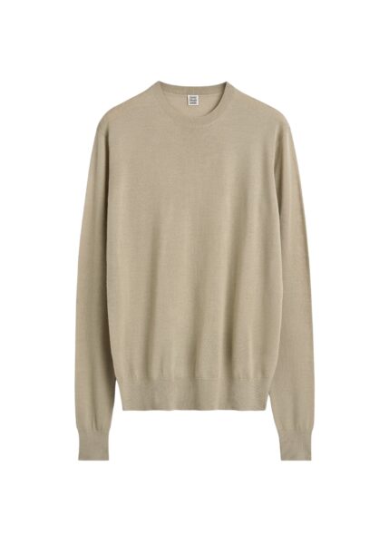 Totême Fine crew knit in Fawn - Knitwear - Scandinavian Minimalist Luxury at Luxury Shoes 