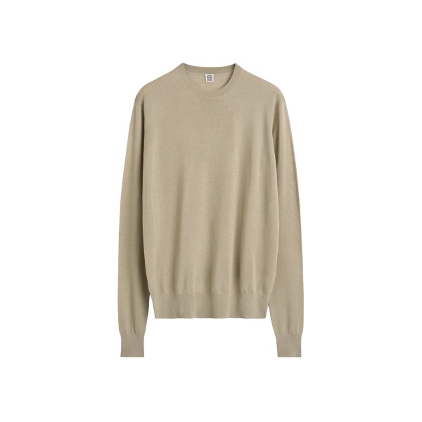 Totême Fine crew knit in Fawn - Knitwear - Scandinavian Minimalist Luxury at Luxury Shoes 