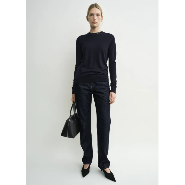 Toteme Fine crew knit in Midnight, view 2
