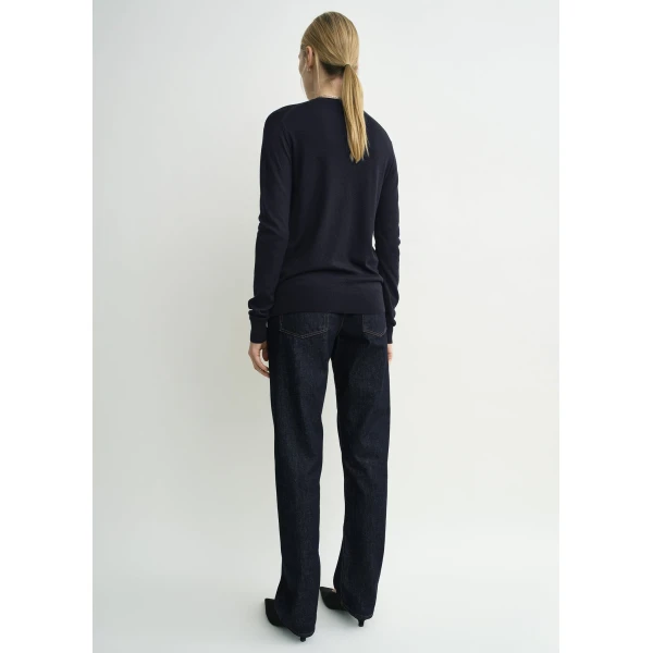 Toteme Fine crew knit in Midnight, view 4