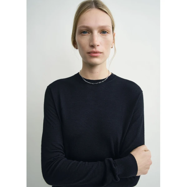 Toteme Fine crew knit in Midnight, view 5