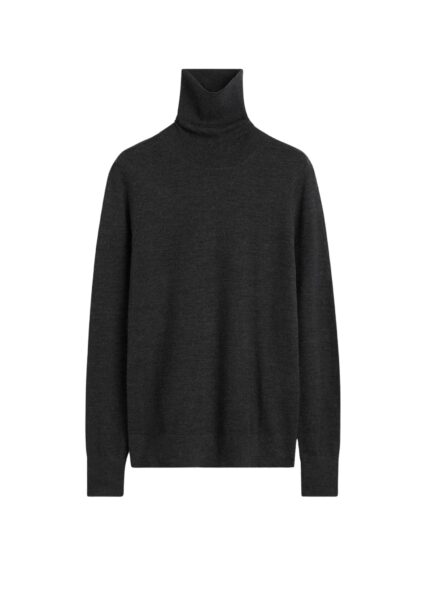 Totême Fine turtleneck charcoal in Charcoal melange - Knitwear - Scandinavian Minimalist Luxury at Luxury Shoes 