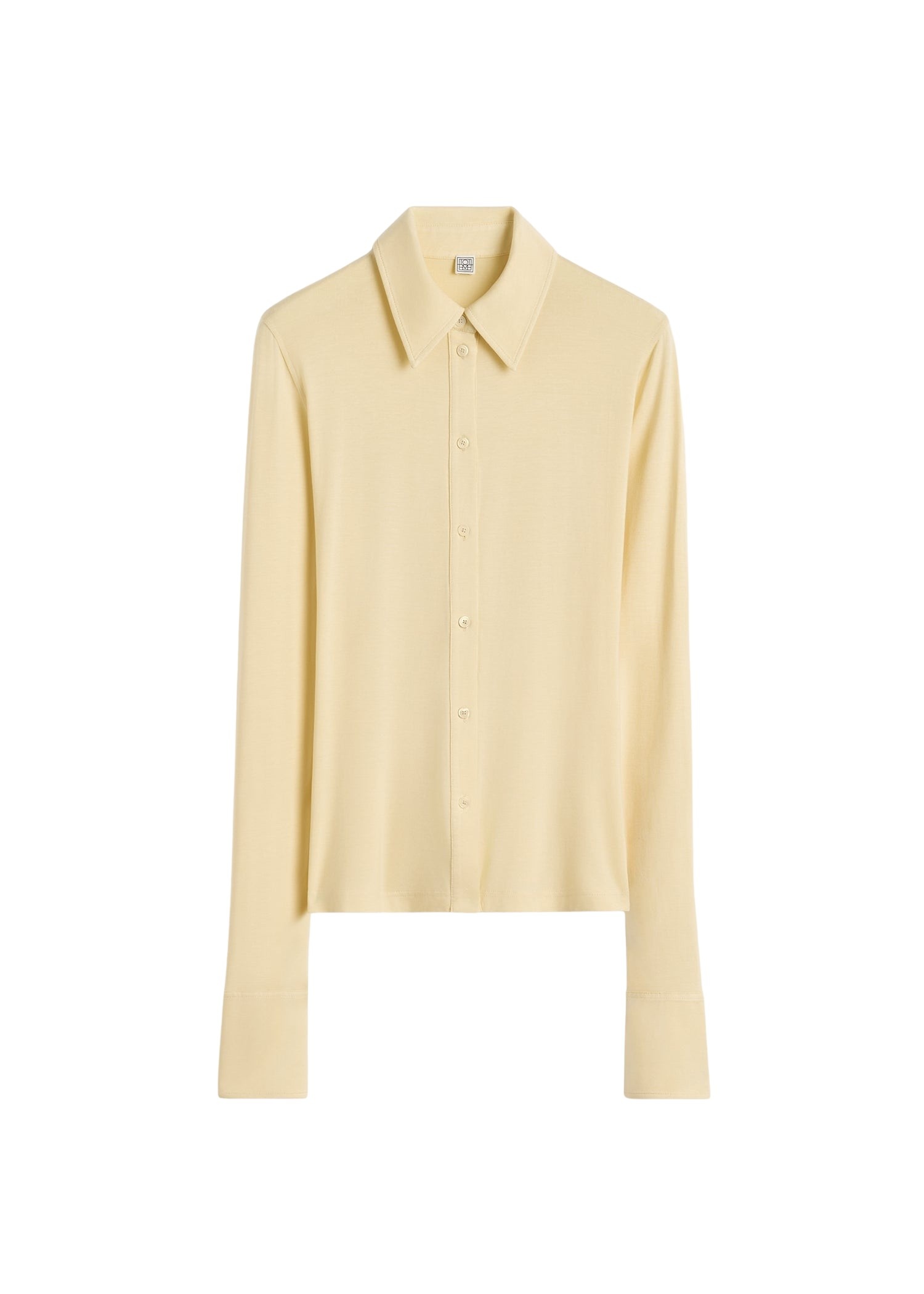 Totême Fitted jersey shirt in Buttercup - Tops - Scandinavian Minimalist Luxury at Luxury Shoes 
