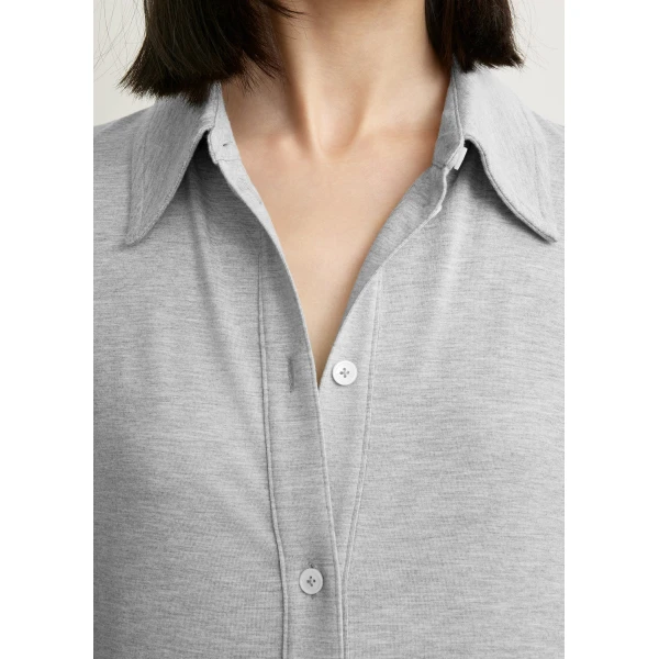 Toteme Fitted jersey shirt pale grey mélange in Pale grey melange, view 5
