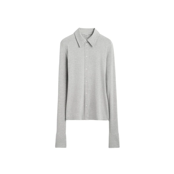 Toteme Fitted jersey shirt pale grey mélange in Pale grey melange