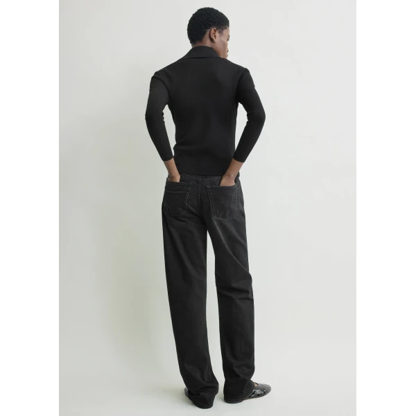 Toteme Fitted polo cardigan in Black, view 5