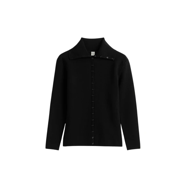 Toteme Fitted polo cardigan in Black