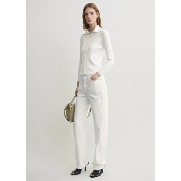 Toteme Fitted polo cardigan in Off-white, view 2