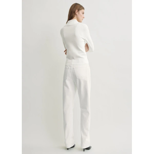 Toteme Fitted polo cardigan in Off-white, view 4