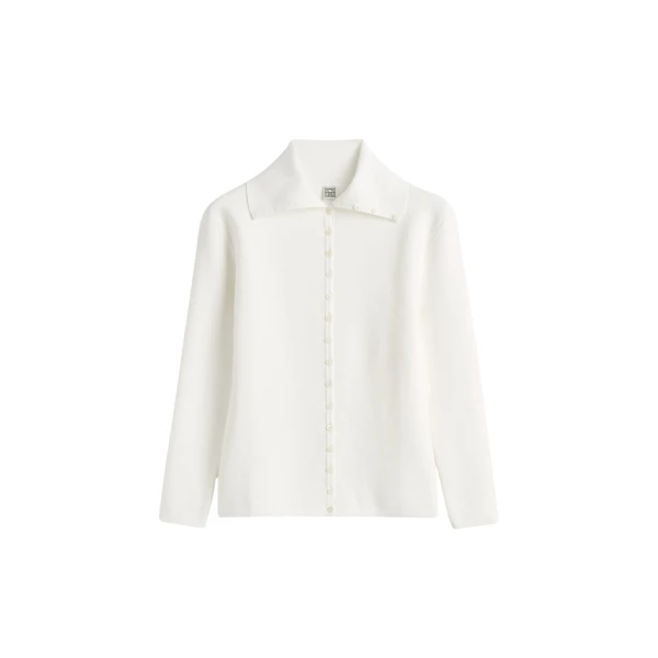 Toteme Fitted polo cardigan in Off-white