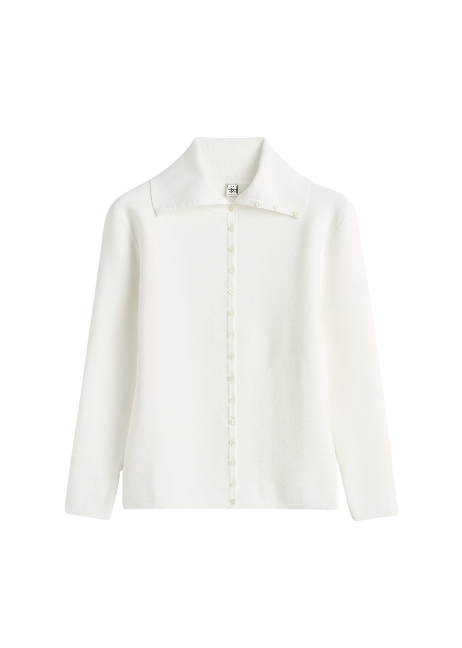 Totême Fitted polo cardigan in Off-white - Knitwear - Scandinavian Minimalist Luxury at Luxury Shoes 