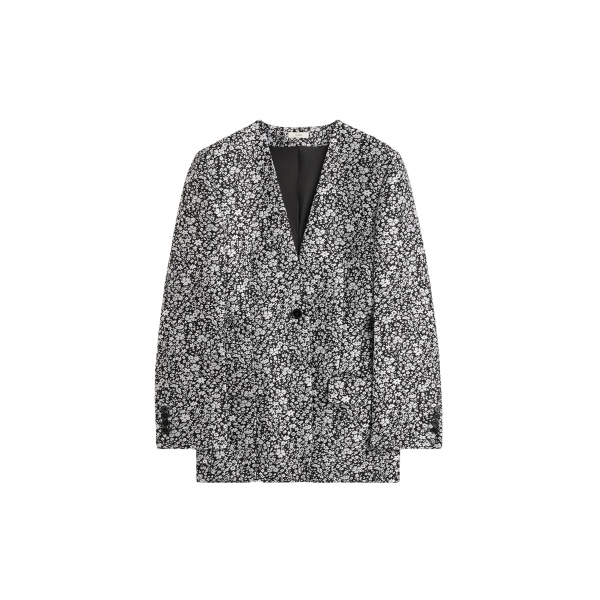 Totême Floral slouch blazer in White / Black - Jackets - Scandinavian Minimalist Luxury at Luxury Shoes 