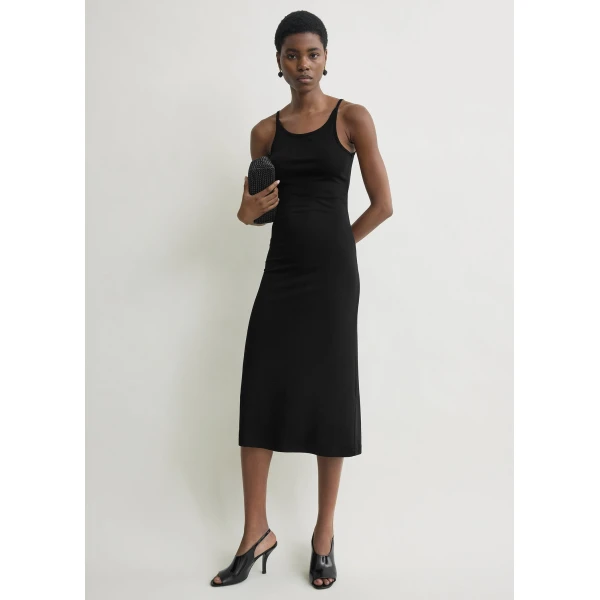 Toteme Fluid slip dress in Black, view 2