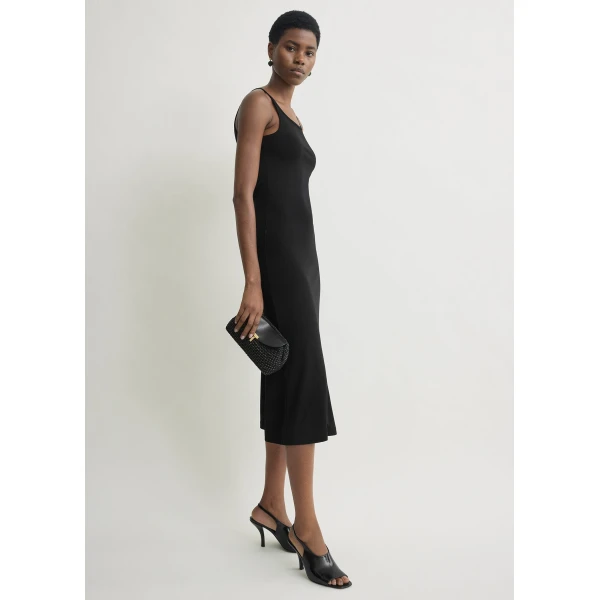 Toteme Fluid slip dress in Black, view 3
